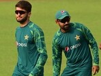 Babar Azam (R) and Shaheen Afridi(L) of Pakistan Cricket Team during practice session at Eden Garden ahead of ICC Men's Cricket World Cup 2023 match against Bangladesh in Kolkata Babar Azam (R) and Shaheen Afridi(L) of Pakistan Cricket Team during practice session at Eden Garden ahead of ICC Men's Cricket World Cup 2023 match against Bangladesh in Kolkata