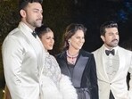 Allu Arjun, Varun Tej, Lavanya Tripathi pose with Ram Charan.