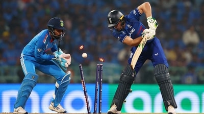 Jos Buttler is bowled out by Kuldeep Yadav (REUTERS)