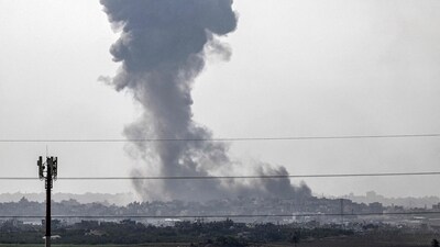 A smoke plume rising during Israeli bombardment. (AFP)