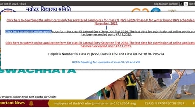 NVS extends deadline for Class IX admission applications till Nov 7, 2023 NVS extends deadline for Class IX admission applications till Nov 7, 2023