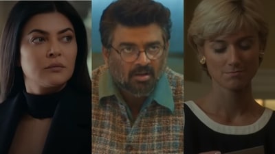 (L-R) Still from Aarya 3, The Railway Me and The Crown. (L-R) Still from Aarya 3, The Railway Me and The Crown.