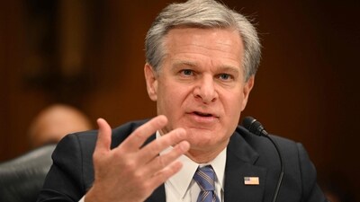 Israel-Hamas War: FBI director Christopher Wray testifies during a Senate Homeland Security and Government Affairs Committee hearing. (AFP) Israel-Hamas War: FBI director Christopher Wray testifies during a Senate Homeland Security and Government Affairs Committee hearing. (AFP)