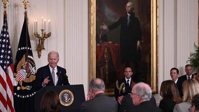 US President Joe Biden delivers remarks on advancing the safe, secure, and trustworthy development and use of artificial intelligence, in the East Room of the White House in Washington, DC, on Monday. (AFP) US President Joe Biden delivers remarks on advancing the safe, secure, and trustworthy development and use of artificial intelligence, in the East Room of the White House in Washington, DC, on Monday. (AFP)