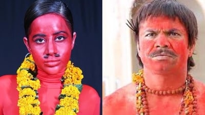 Uorfi Javed (L) and Rajpal Yadav in Bhool Bhulaiyaa. Uorfi Javed (L) and Rajpal Yadav in Bhool Bhulaiyaa.