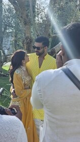 Varun Tej and Lavanya Tripathi at their Haldi ceremony. Varun Tej and Lavanya Tripathi at their Haldi ceremony.