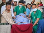 Mortal remains of a Manipur Police officer, Chingtham Anand, being shifted to JNIMS mortuary, who was killed in a fresh onslaught by suspected Kuki militants at conflict-torn Manipur's Moreh, in Tengnoupal district, Tuesday morning. (PTI) Mortal remains of a Manipur Police officer, Chingtham Anand, being shifted to JNIMS mortuary, who was killed in a fresh onslaught by suspected Kuki militants at conflict-torn Manipur's Moreh, in Tengnoupal district, Tuesday morning. (PTI)