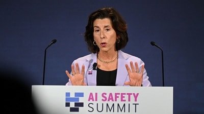 U.S. Commerce Secretary Gina Raimondo speaks on Day 1 of the AI Safety Summit at Bletchley Park in Bletchley, Britain. (Reuters/File)