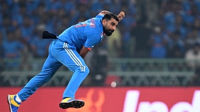 India's Mohammed Shami bowls during the 2023 ICC Men's Cricket World Cup one-day international (ODI) match between India and England (AFP) India's Mohammed Shami bowls during the 2023 ICC Men's Cricket World Cup one-day international (ODI) match between India and England (AFP)