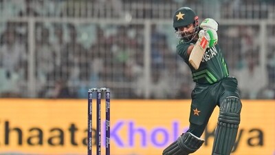 Pakistan's captain Babar Azam plays a shot during the ICC Men's Cricket World Cup match between Bangladesh and Pakistan (AP) Pakistan's captain Babar Azam plays a shot during the ICC Men's Cricket World Cup match between Bangladesh and Pakistan (AP)