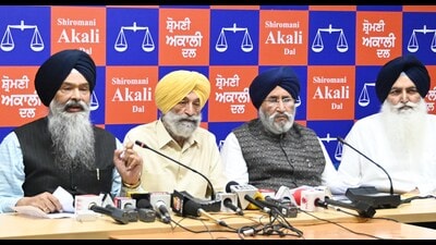 Shiromani Akali Dal (SAD) addressing press conference on Wednesday.