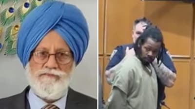 Gilbert Augustin (R) has been accused of killing Jasmer Singh (L), who was driving his wife home from a doctor’s appointment in Kew Gardens, Queens (webelonghereny/Instagram, Daily Mail screenshot) Gilbert Augustin (R) has been accused of killing Jasmer Singh (L), who was driving his wife home from a doctor’s appointment in Kew Gardens, Queens (webelonghereny/Instagram, Daily Mail screenshot)
