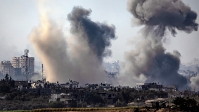 A picture taken from Israel's southern city of Sderot shows smoke rising during Israeli bombardment of the Gaza Strip (AFP) A picture taken from Israel's southern city of Sderot shows smoke rising during Israeli bombardment of the Gaza Strip (AFP)