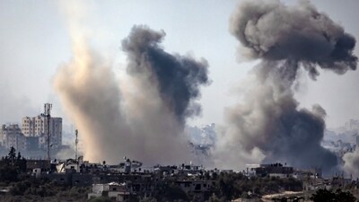 A picture taken from Israel's southern city of Sderot shows smoke rising during Israeli bombardment of the Gaza Strip (AFP) A picture taken from Israel's southern city of Sderot shows smoke rising during Israeli bombardment of the Gaza Strip (AFP)