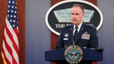 ARLINGTON, VIRGINIA - AUGUST 31: Defense Department spokesman Brig. Gen. Patrick Ryder holds a press conference at the Pentagon in Arlington, Virginia. Ryder spoke on the second anniversary of the military withdraw of Afghanistan and gave an update on the newly established website where U.S. government and military personnel can report UAP and UFO sightings. Kevin Dietsch/Getty Images/AFP (Photo by Kevin Dietsch / GETTY IMAGES NORTH AMERICA / Getty Images via AFP) (Getty Images via AFP) ARLINGTON, VIRGINIA - AUGUST 31: Defense Department spokesman Brig. Gen. Patrick Ryder holds a press conference at the Pentagon in Arlington, Virginia. Ryder spoke on the second anniversary of the military withdraw of Afghanistan and gave an update on the newly established website where U.S. government and military personnel can report UAP and UFO sightings. Kevin Dietsch/Getty Images/AFP (Photo by Kevin Dietsch / GETTY IMAGES NORTH AMERICA / Getty Images via AFP) (Getty Images via AFP)