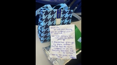 A picture of the note that Nagaland minister Temjen Imna Along received on his way to Kolkata from New Delhi. (X/@AlongImna) A picture of the note that Nagaland minister Temjen Imna Along received on his way to Kolkata from New Delhi. (X/@AlongImna)