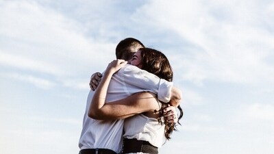 Hugging helps us to feel safe in the company of another person, thereby reducing stress levels. (Unsplash) Hugging helps us to feel safe in the company of another person, thereby reducing stress levels. (Unsplash)