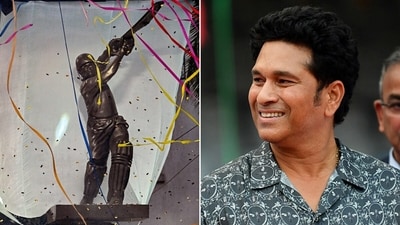 Sachin Tendulkar got all nostalgic up unveiling his 22-feet-long statue (Getty/AFP) Sachin Tendulkar got all nostalgic up unveiling his 22-feet-long statue (Getty/AFP)