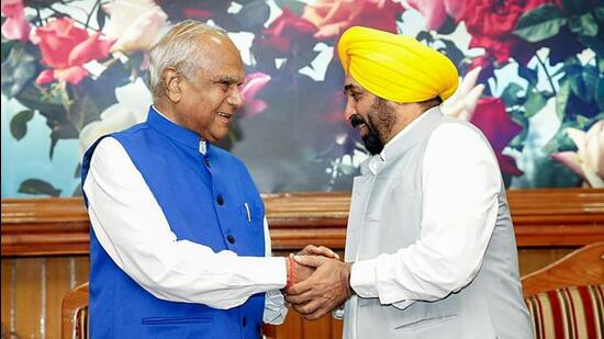 The approval comes after Punjab governor Banwarilal Purohit (left), in his October 29 letter to chief minister Bhagwant Mann, said that he would examine all Bills on merit in the larger interest of the welfare of people of the state. (HT file photo)