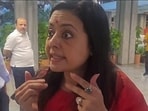 Trinamool Congress (TMC) MP Mahua Moitra stage a walkout with Opposition MPs from the Parliamentary Ethics Committee meeting, in New Delhi on Thursday. Trinamool Congress (TMC) MP Mahua Moitra stage a walkout with Opposition MPs from the Parliamentary Ethics Committee meeting, in New Delhi on Thursday.