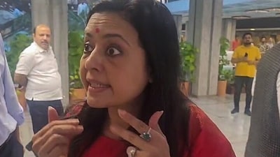 Trinamool Congress (TMC) MP Mahua Moitra stage a walkout with Opposition MPs from the Parliamentary Ethics Committee meeting, in New Delhi on Thursday. (ANI) Trinamool Congress (TMC) MP Mahua Moitra stage a walkout with Opposition MPs from the Parliamentary Ethics Committee meeting, in New Delhi on Thursday. (ANI)
