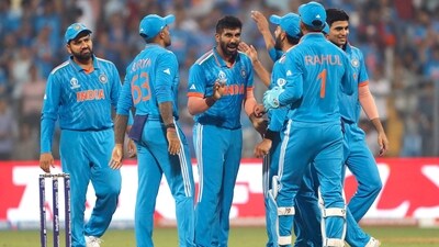 Jasprit Bumrah celebrates the wicket of Pathum Nissanka during their match in the ICC Men's Cricket World Cup 2023, at Wankhede Stadium in Mumbai (ANI ) Jasprit Bumrah celebrates the wicket of Pathum Nissanka during their match in the ICC Men's Cricket World Cup 2023, at Wankhede Stadium in Mumbai (ANI )