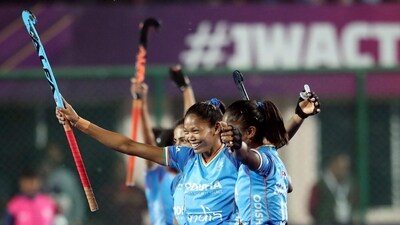 Indian players celebrate a goal during the match against South Korea (ANI)