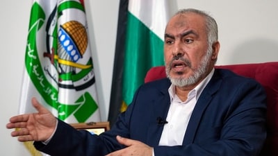 Ghazi Hamad, a member of Hamas' decision-making political bureau, speaks during an interview with The Associated Press in Beirut, Lebanon, Thursday, Oct. 26, 2023 (AP/PTI Photo)(AP10_26_2023_000416A) (AP) Ghazi Hamad, a member of Hamas' decision-making political bureau, speaks during an interview with The Associated Press in Beirut, Lebanon, Thursday, Oct. 26, 2023 (AP/PTI Photo)(AP10_26_2023_000416A) (AP)