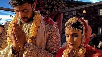 Varun Tej and Lavanya Tripathi's first wedding pic is out. Varun Tej and Lavanya Tripathi's first wedding pic is out.