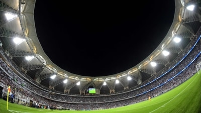 (FILES) A general view shows the King Abdullah Sports City Stadium in Jeddah during the Supercoppa Italiana final between Juventus and AC Milan on January 16, 2019. Saudi Arabia is prepared to host the 2034 World Cup in summer or winter, its football chief told AFP, after the oil giant became the sole bidder for the tournament. The kingdom's apparently successful bid, just 27 days after announcing it, comes less than a year after neighbouring Qatar held the first winter World Cup, a decision that forced a pause to league competitions in Europe. (Photo by GIUSEPPE CACACE / AFP) (AFP) (FILES) A general view shows the King Abdullah Sports City Stadium in Jeddah during the Supercoppa Italiana final between Juventus and AC Milan on January 16, 2019. Saudi Arabia is prepared to host the 2034 World Cup in summer or winter, its football chief told AFP, after the oil giant became the sole bidder for the tournament. The kingdom's apparently successful bid, just 27 days after announcing it, comes less than a year after neighbouring Qatar held the first winter World Cup, a decision that forced a pause to league competitions in Europe. (Photo by GIUSEPPE CACACE / AFP) (AFP)