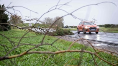 It said winds of 193 km/h (120 miles/h) had been recorded in the town of Plougonvelin on the very tip of the northwest coast, while the port city of Brest in Brittany saw gusts of 156 km/h. (AFP) It said winds of 193 km/h (120 miles/h) had been recorded in the town of Plougonvelin on the very tip of the northwest coast, while the port city of Brest in Brittany saw gusts of 156 km/h. (AFP)
