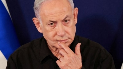 Israel-Hamas War: Israeli prime minister Benjamin Netanyahu speaks during a press conference, (Reuters)