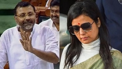 BJP MP Nishikant Dubey and TMC MP Mahua Moitra. BJP MP Nishikant Dubey and TMC MP Mahua Moitra.