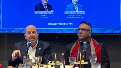 President, Professor Marvin Krislov, Pace University, New York, USA and The Founding Vice Chancellor of O.P. Jindal Global University Prof (Dr) C Raj Kumar (Handout)