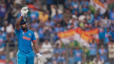 Mumbai: India's Shreyas Iyer celebrates his fifty runs during the ICC Men's Cricket World Cup 2023 match between India and Sri Lanka (PTI) Mumbai: India's Shreyas Iyer celebrates his fifty runs during the ICC Men's Cricket World Cup 2023 match between India and Sri Lanka (PTI)