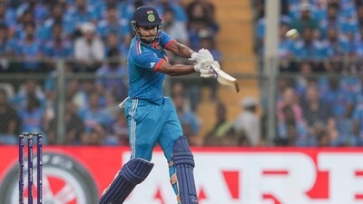 India's Shreyas Iyer plays a shot during the ICC Men's Cricket World Cup 2023 match between India and Sri Lanka, at Wankhede Stadium (PTI) India's Shreyas Iyer plays a shot during the ICC Men's Cricket World Cup 2023 match between India and Sri Lanka, at Wankhede Stadium (PTI)