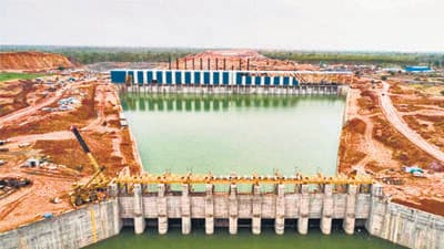 The Kaleshwaram lift irrigation project is on the Godavari river. The Kaleshwaram lift irrigation project is on the Godavari river.