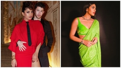 Nick Jonas gushes over Priyanka Chopra's saree look at Jio World Plaza launch (right). Nick Jonas gushes over Priyanka Chopra's saree look at Jio World Plaza launch (right).