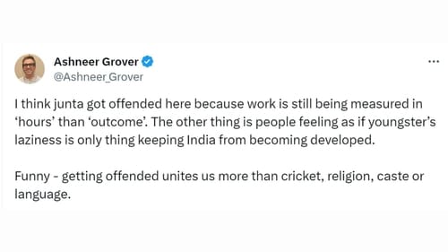 Ashneer Grover tweeted this on work productivity. (X/@Ashneer_Grover) Ashneer Grover tweeted this on work productivity. (X/@Ashneer_Grover)