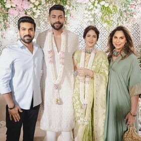 Ram Charan and Upasana Konidela at Varun Tej and Lavanya Tripathi's engagement in June this year. Ram Charan and Upasana Konidela at Varun Tej and Lavanya Tripathi's engagement in June this year.