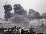 Smoke rising during Israeli bombardment of the Gaza Strip on October 29, 2023. (Fadel Senna/AFP)