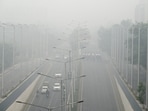 A view of the smog amid rising air pollution levels, in Noida, India, on Friday, November 03, 2023. (Photo by Sunil Ghosh / Hindustan Times) A view of the smog amid rising air pollution levels, in Noida, India, on Friday, November 03, 2023. (Photo by Sunil Ghosh / Hindustan Times)