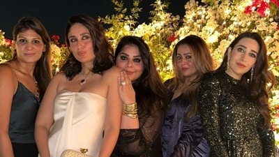 Kareena Kapoor, Karisma Kapoor, Amrita Arora at Masaba Gupta's birthday party. Kareena Kapoor, Karisma Kapoor, Amrita Arora at Masaba Gupta's birthday party.