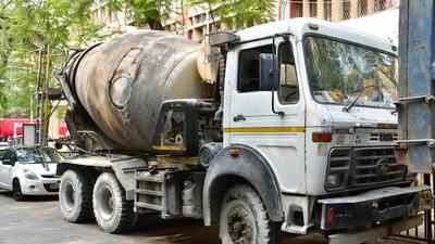 Mumbai, India –Nov 03, 2023: A accident vehicle at Wadala T T police station biker killed by cement concrete mixer truck accident took place at Anik Bus Junction, in Mumbai, India, on Friday, Nov 03, 2023. (Photo by Bhushan Koyande/HT Photo) Mumbai, India –Nov 03, 2023: A accident vehicle at Wadala T T police station biker killed by cement concrete mixer truck accident took place at Anik Bus Junction, in Mumbai, India, on Friday, Nov 03, 2023. (Photo by Bhushan Koyande/HT Photo)