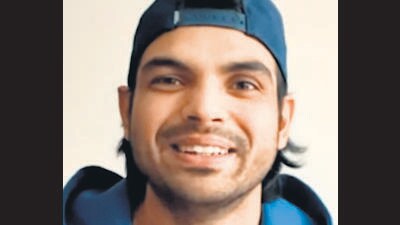 Neeraj Chopra speaks during the HT Leadership Summit. (HT Photo)