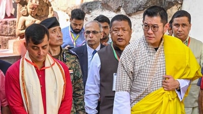 King of Bhutan Jigme Khesar Namgyel Wangchuck arrives to offer prayers at the Kamakhya Temple in Guwahati, Assam. (PTI) King of Bhutan Jigme Khesar Namgyel Wangchuck arrives to offer prayers at the Kamakhya Temple in Guwahati, Assam. (PTI)