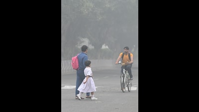 Two more western UP cities, Noida and Ghaziabad recorded ‘severe’ deterioration in their air quality as their AQI touched 440 and 410, respectively. (HT) Two more western UP cities, Noida and Ghaziabad recorded ‘severe’ deterioration in their air quality as their AQI touched 440 and 410, respectively. (HT)