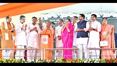 Uttar Pradesh chief minister Yogi Adityanath at an event in Bansdih town of Ballia district on November 3. (Sourced)