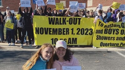 Woodgrove High School in Purcellville, Virginia, walked out of class to protest trans bathroom policies adopted by their school. (@ywapatrickhenry (Instagram)) Woodgrove High School in Purcellville, Virginia, walked out of class to protest trans bathroom policies adopted by their school. (@ywapatrickhenry (Instagram))