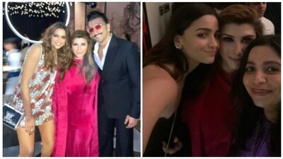 Deepika Padukone, Ranveer Singh, Alia Bhatt ad Shaheen Bhatt at Shah Rukh Khan's star-studded birthday party. Deepika Padukone, Ranveer Singh, Alia Bhatt ad Shaheen Bhatt at Shah Rukh Khan's star-studded birthday party.